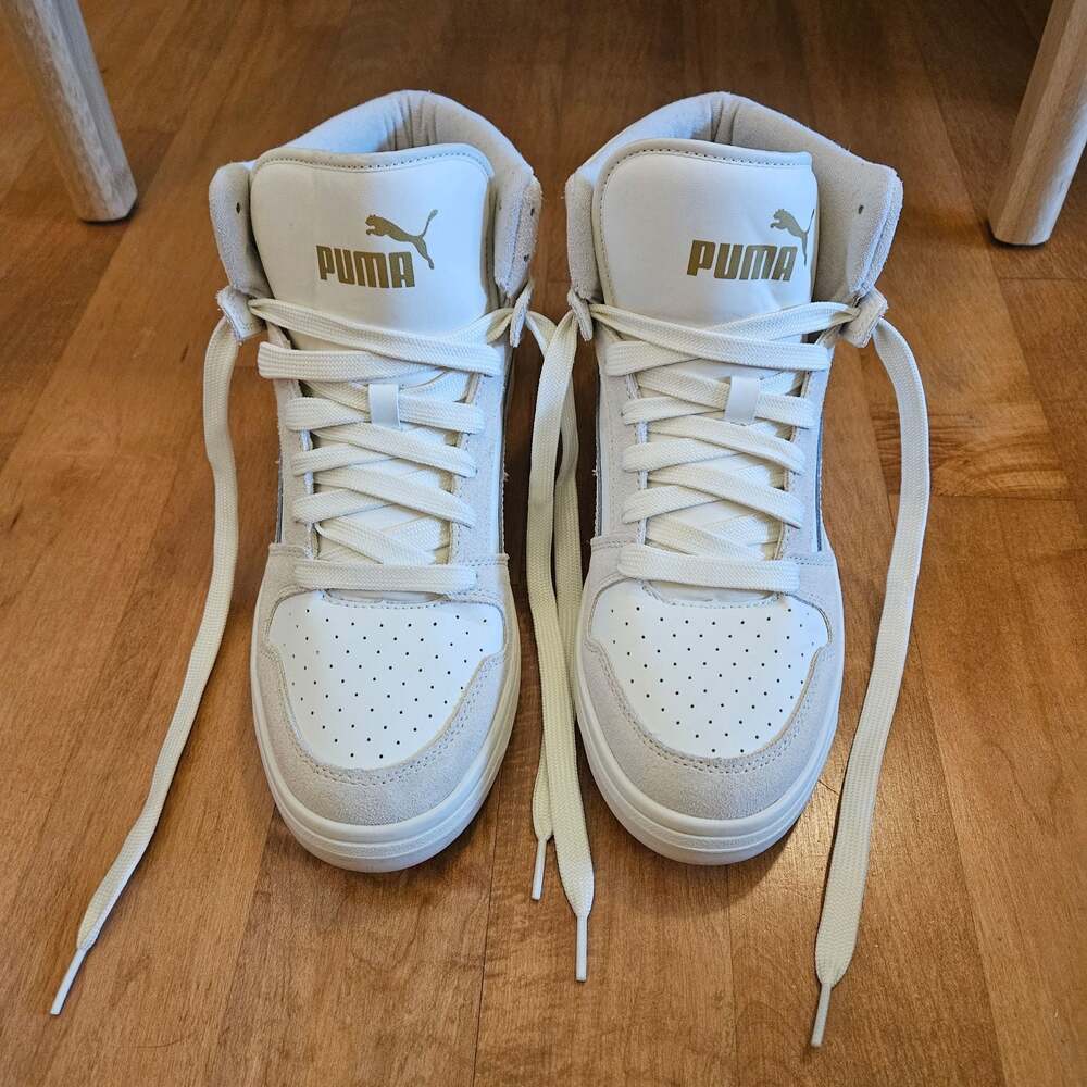 Puma Women's Rebound LayUp Mid Basketball Sneakers, White/Gold